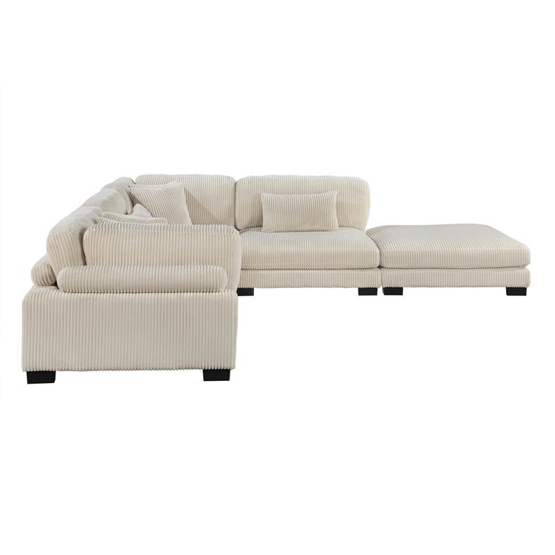 Lexicon Traverse 5-Piece Corduroy Fabric Modular Sectional in Beige