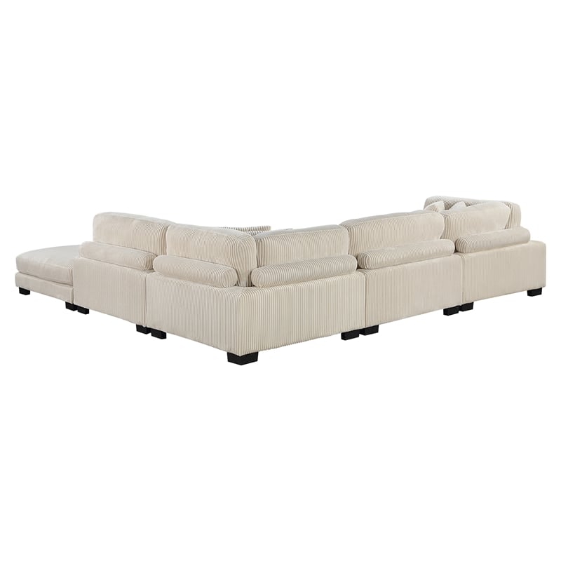 Lexicon Traverse 5-Piece Corduroy Fabric Modular Sectional in Beige