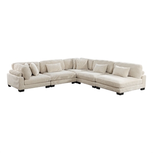 Lexicon Traverse 5-Piece Upholstered Corduroy Fabric Modular Sectional in Beige