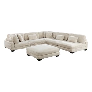 Lexicon Traverse 6-Piece Corduroy Fabric Modular Sectional in Beige