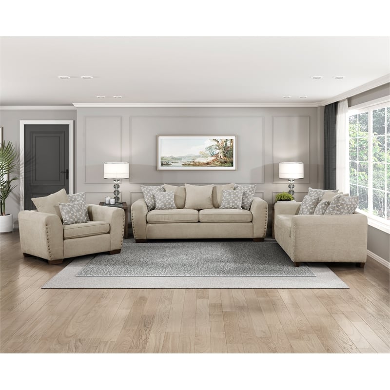 Lexicon Silverthorne Chenille Living Room Loveseat in Light Brown
