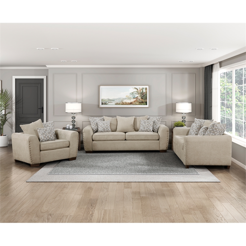 Lexicon Silverthorne Chenille Living Room Sofa in Light Brown