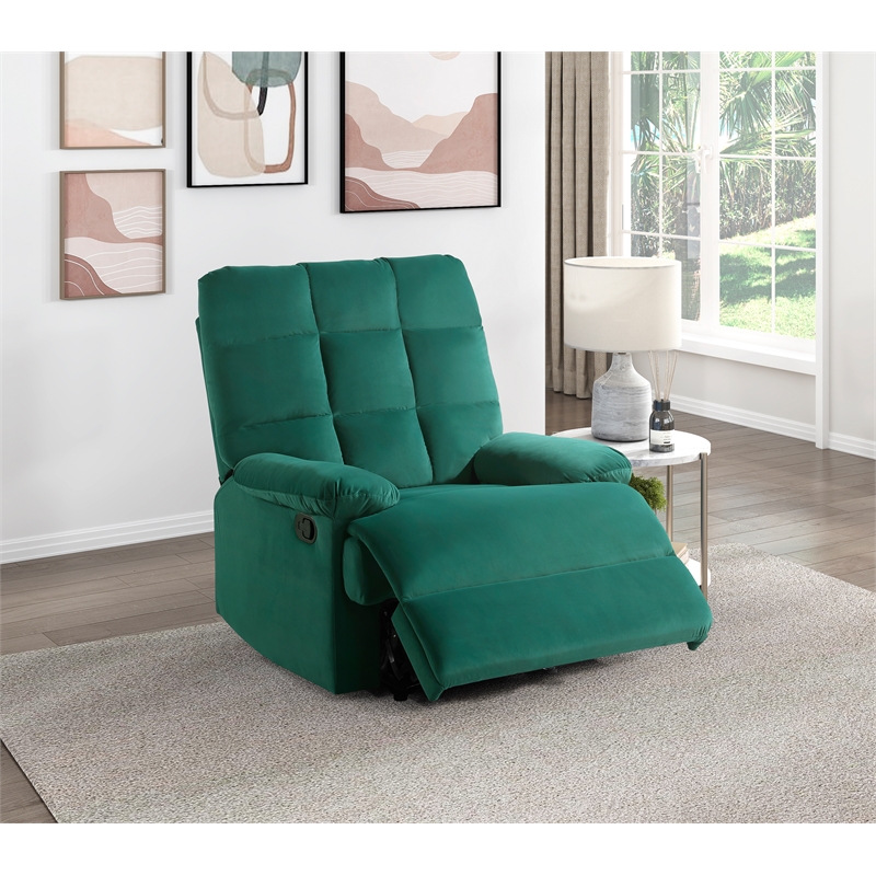 Lexicon Colin Upholstered Velvet Fabric Manual Recliner in Green