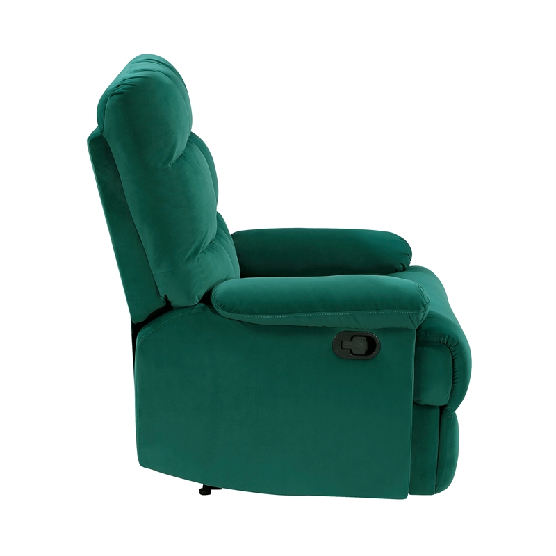 Lexicon Colin Upholstered Velvet Fabric Manual Recliner in Green