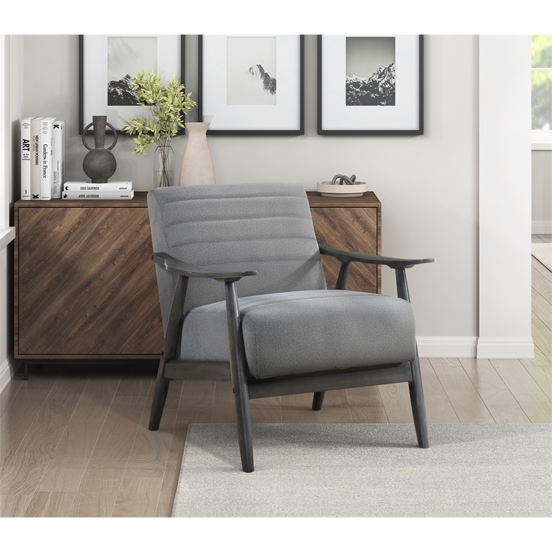 Lexicon Greeley Upholstered Wood & Velvet Accent Chair in Gray