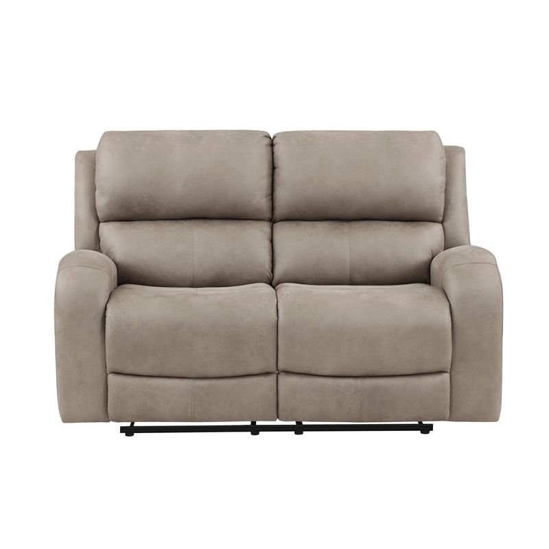 Lexicon Pagosa Polished Microfiber Double Reclining Loveseat in Brown