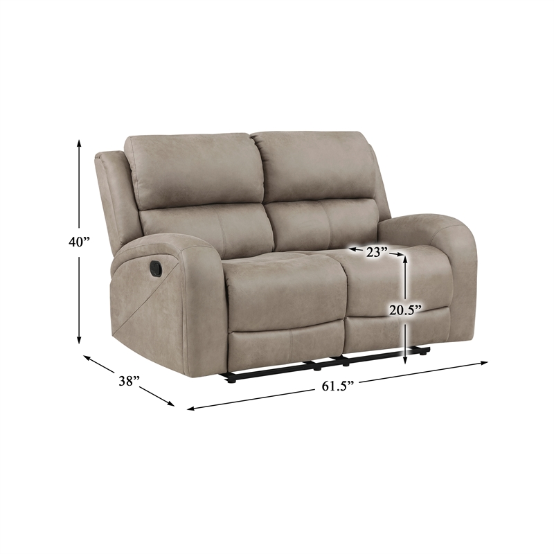 Lexicon Pagosa Polished Microfiber Double Reclining Loveseat in Brown