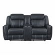 Lexicon Littleton Upholstered Faux Leather Double Reclining Loveseat in Blue