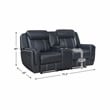 Lexicon Littleton Upholstered Faux Leather Double Reclining Loveseat in Blue