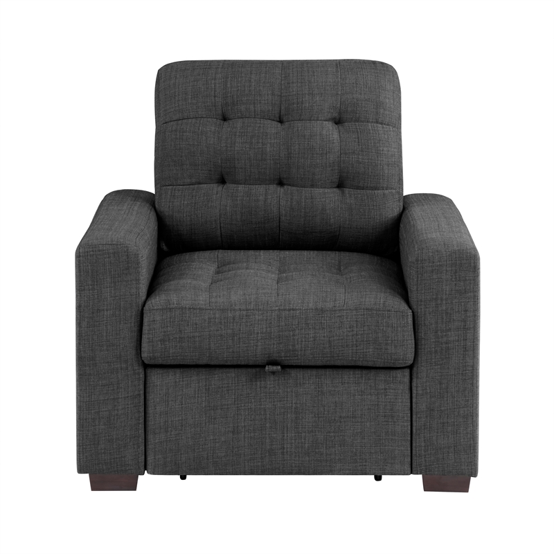 Lexicon McCafferty Fabric Chair with Pull-Out Ottoman in Dark Gray