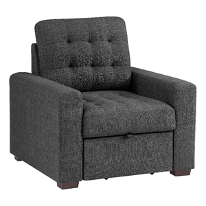 Lexicon McCafferty Fabric Chair with Pull-Out Ottoman in Dark Gray