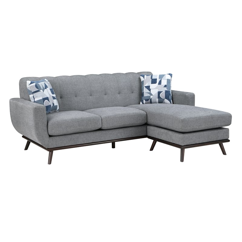 Lexicon Everton Chenille Reversible Sofa Chaise with Tufted Back in Gray
