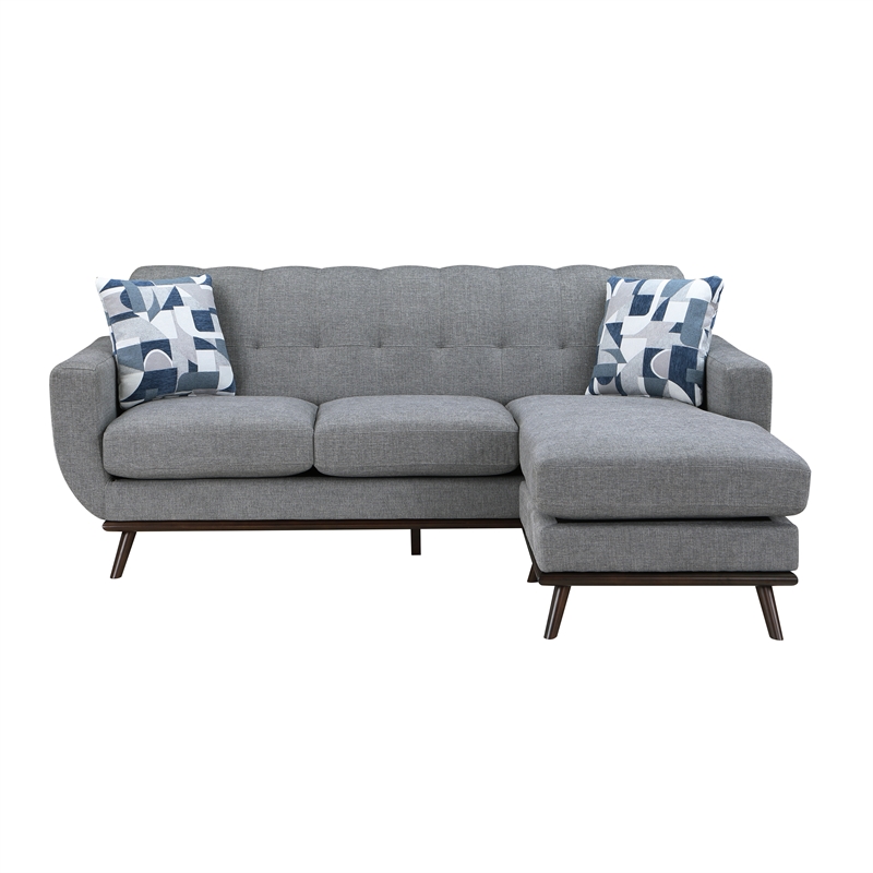 Lexicon Everton Chenille Reversible Sofa Chaise with Tufted Back in Gray