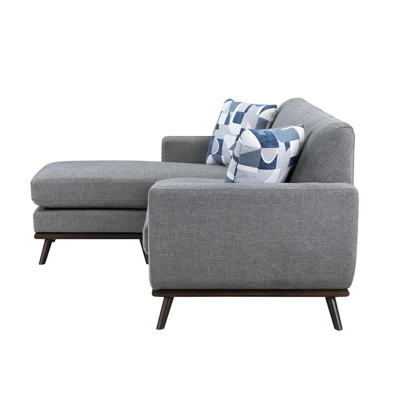 Lexicon Everton Chenille Reversible Sofa Chaise with Tufted Back in Gray