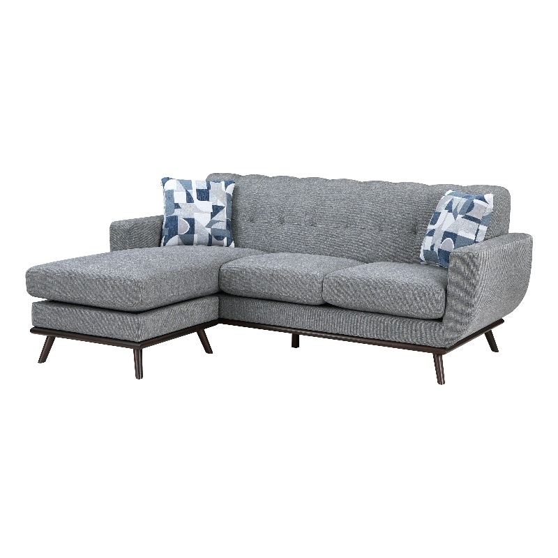 Lexicon Everton Chenille Reversible Sofa Chaise with Tufted Back in Gray