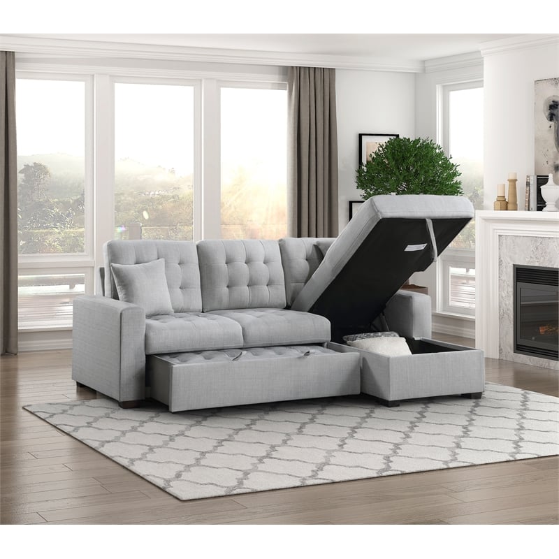 Lexicon McCafferty 2-Piece Fabric Pull-out Bed & Right Chaise in Gray