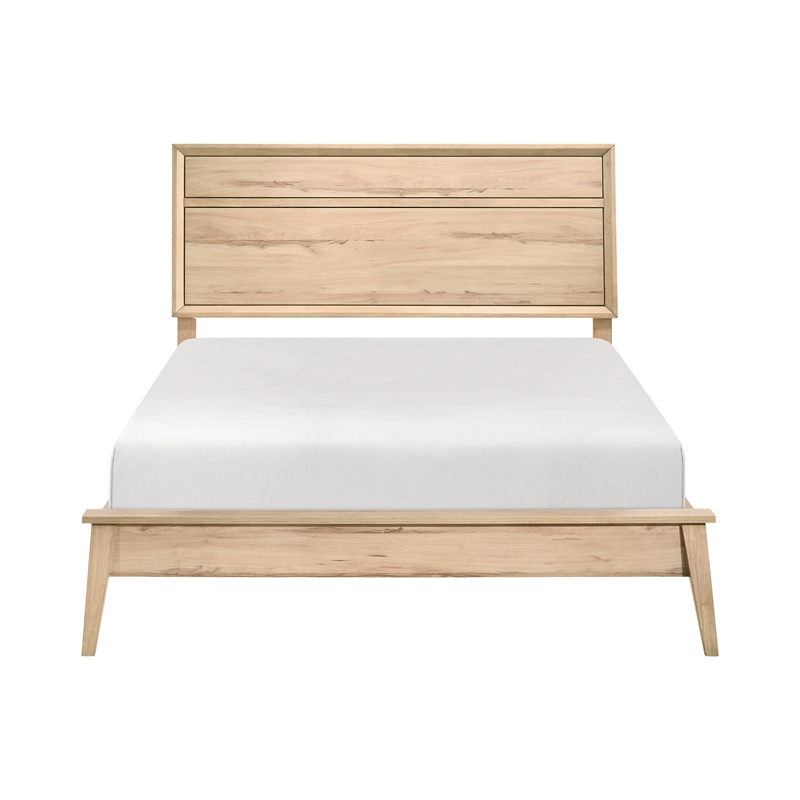 Lexicon Marrin Contemporary Wood California King Panel Bed in Natural Oak