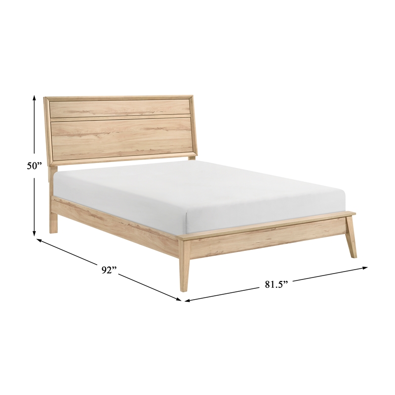 Lexicon Marrin Contemporary Wood California King Panel Bed in Natural Oak