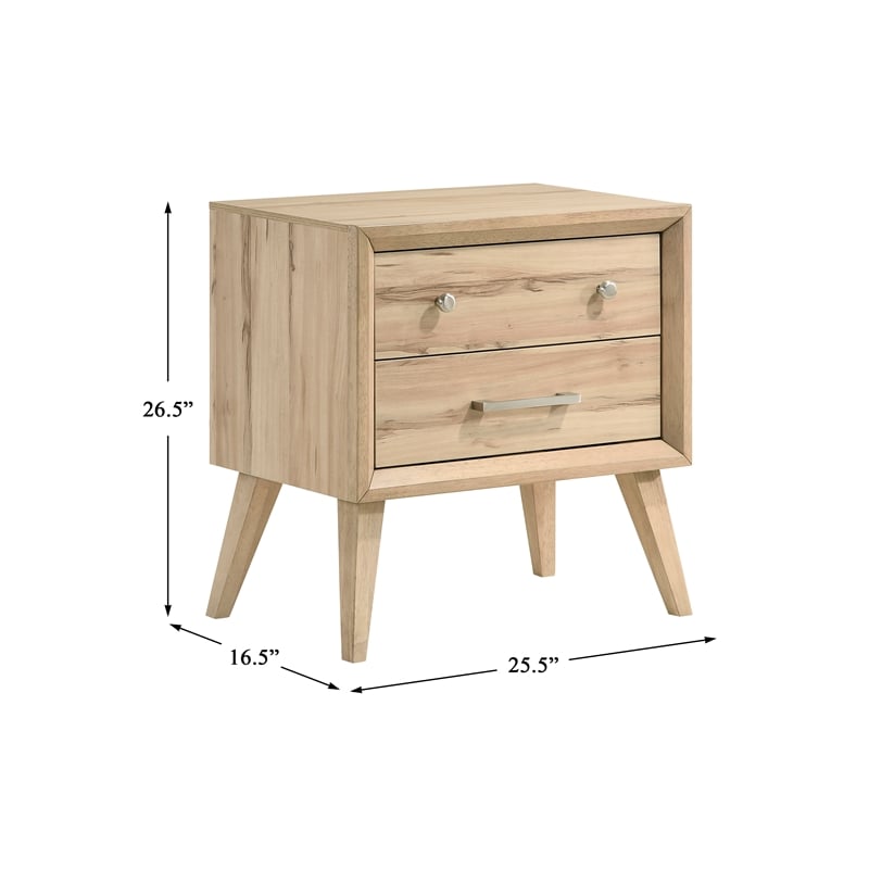 Lexicon Marrin 2-Drawer Contemporary Wood Nightstand in Natural Oak