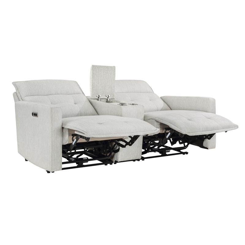 Lexicon Salida Fabric Power Double Reclining Loveseat in White