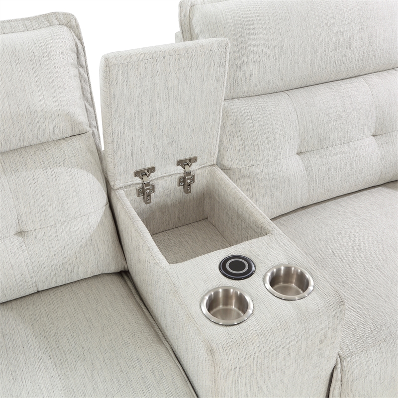 Lexicon Salida Fabric Power Double Reclining Loveseat in White