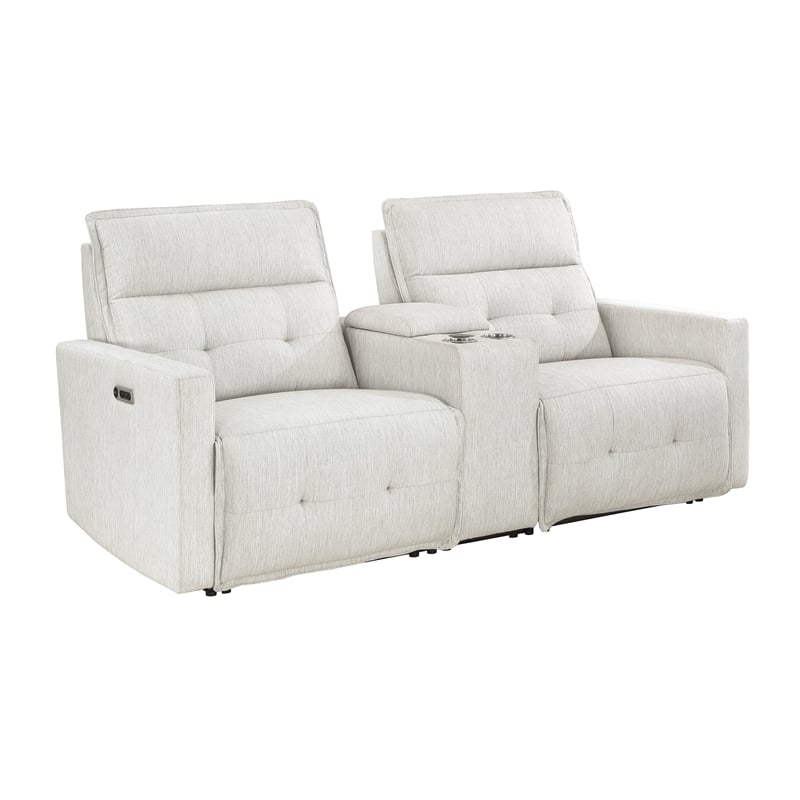 Lexicon Salida Fabric Power Double Reclining Loveseat in White
