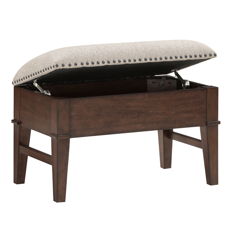 Lexicon Claremore Wood & Fabric Cocktail Table with 2 Storage Ottomans in Brown