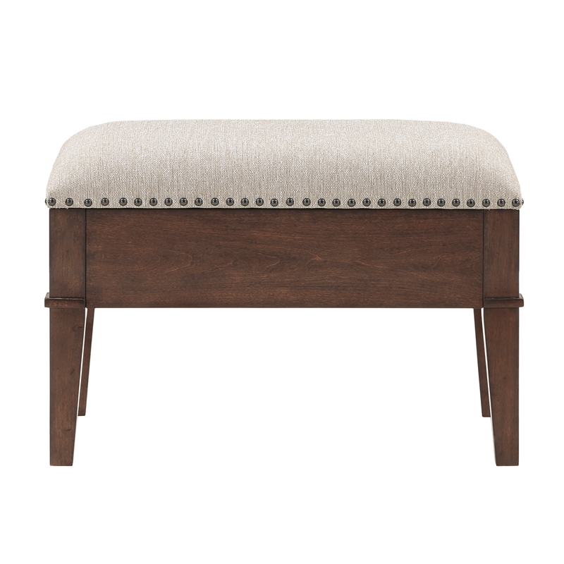Lexicon Claremore Wood & Fabric Cocktail Table with 2 Storage Ottomans in Brown
