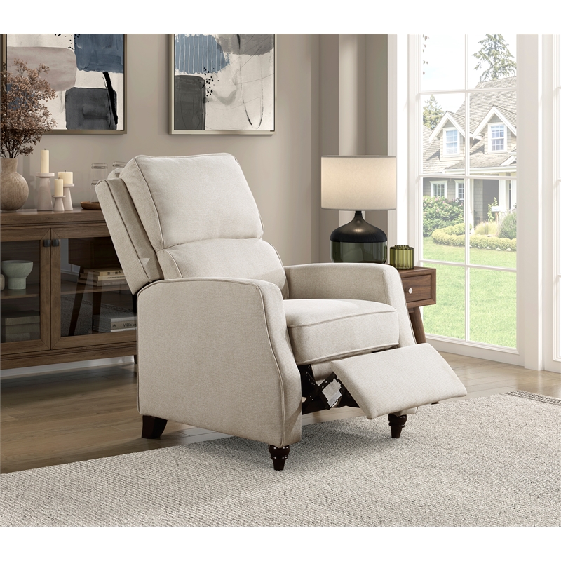 Lexicon Loveland Upholstered Fabric Push Back Recliner in Beige