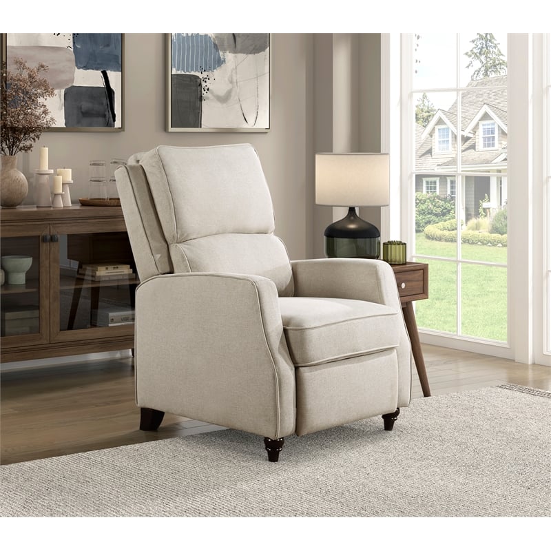Lexicon Loveland Upholstered Fabric Push Back Recliner in Beige