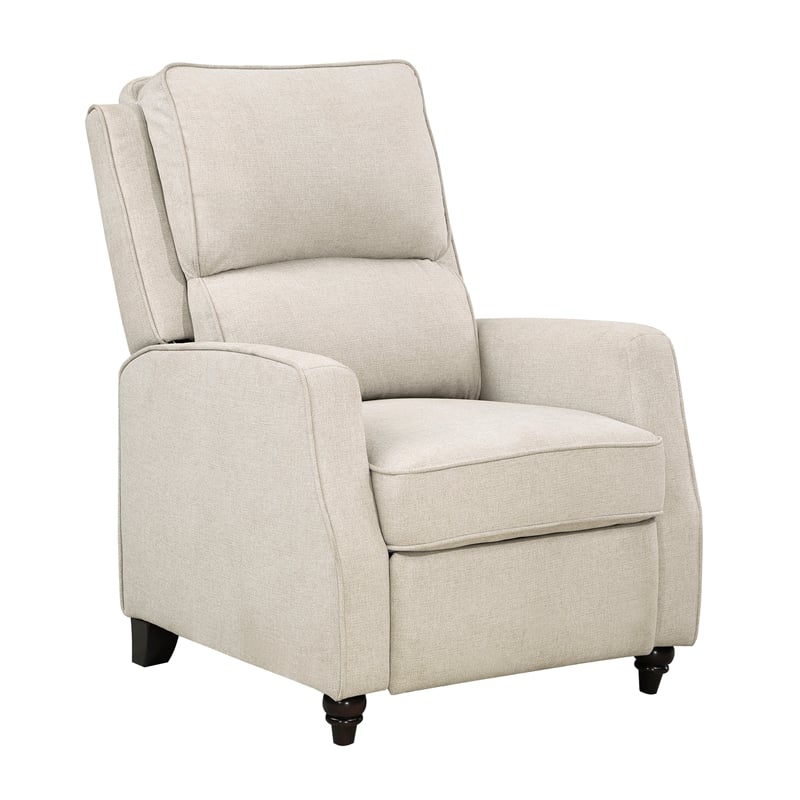 Lexicon Loveland Upholstered Fabric Push Back Recliner in Beige