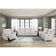 Lexicon Salida Fabric Power Double Reclining Sofa with Power Headrests in White