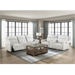Lexicon Salida Fabric Power Double Reclining Sofa with Power Headrests in White
