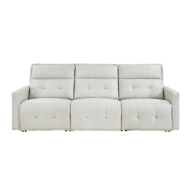 Lexicon Salida Fabric Power Double Reclining Sofa with Power Headrests in White
