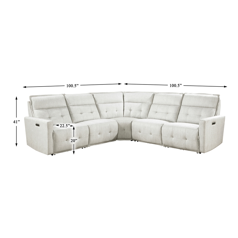 Lexicon Salida 5-Piece Fabric Modular Power Reclining Sectional in White
