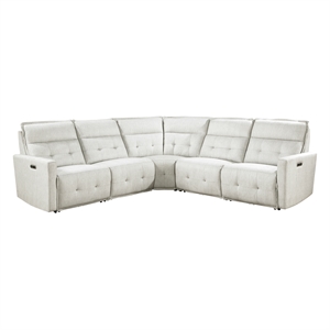 Lexicon Salida 5-Piece Fabric Modular Power Reclining Sectional in White