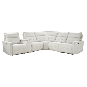 Lexicon Salida 6-Piece Fabric Modular Power Reclining Sectional in White