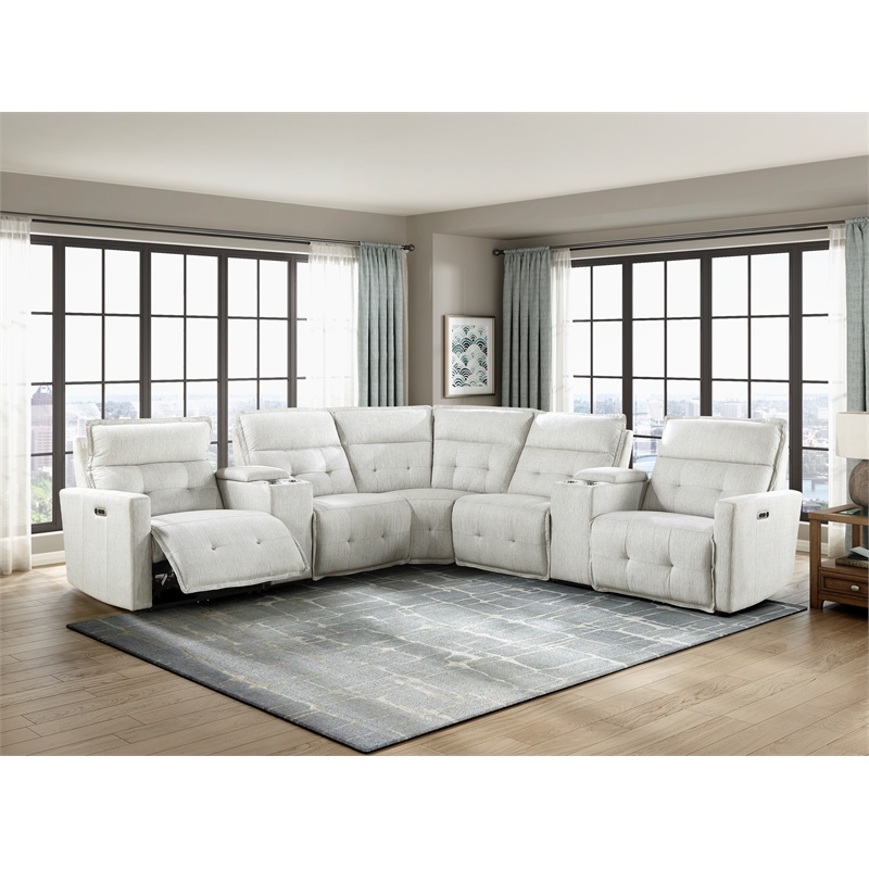 Lexicon Salida 7-Piece Fabric Modular Power Reclining Sectional in White