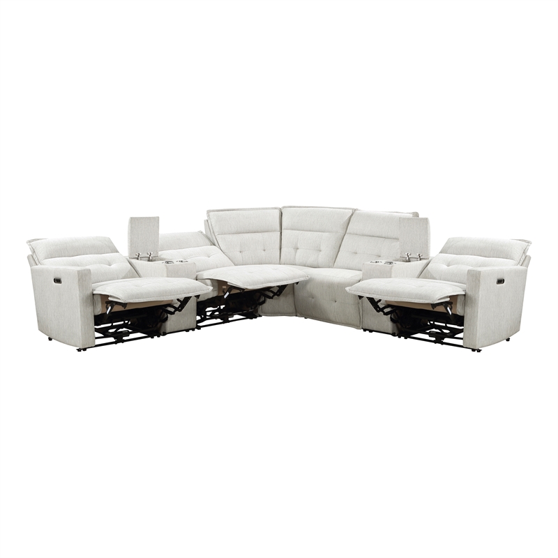 Lexicon Salida 7-Piece Fabric Modular Power Reclining Sectional in White