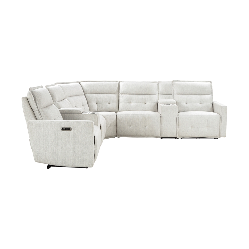 Lexicon Salida 7-Piece Fabric Modular Power Reclining Sectional in White