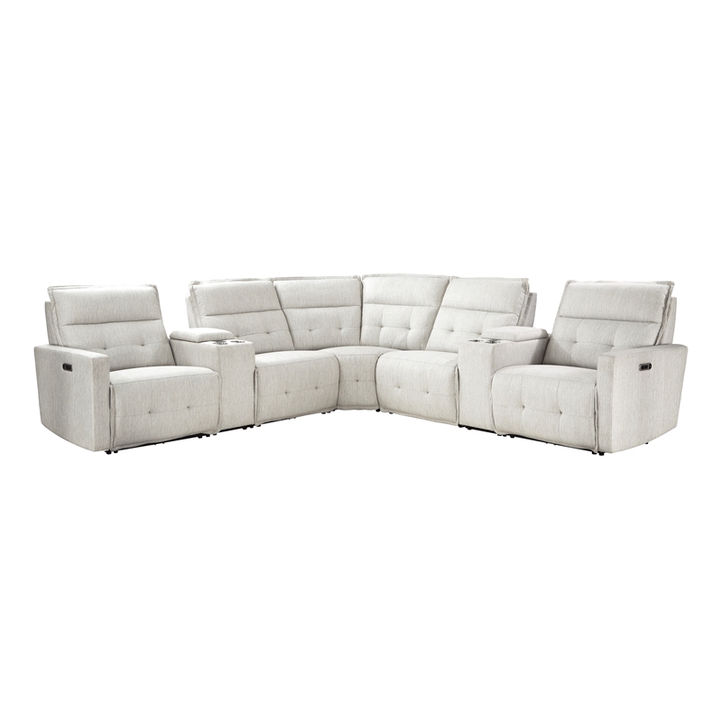 Lexicon Salida 7-Piece Fabric Modular Power Reclining Sectional in White