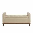 Lexicon Brigitte Fabric Lift Top Storage Bench in Light Brown