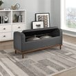 Lexicon Brigitte Fabric Lift Top Storage Bench in Dark Gray