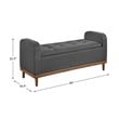 Lexicon Brigitte Fabric Lift Top Storage Bench in Dark Gray