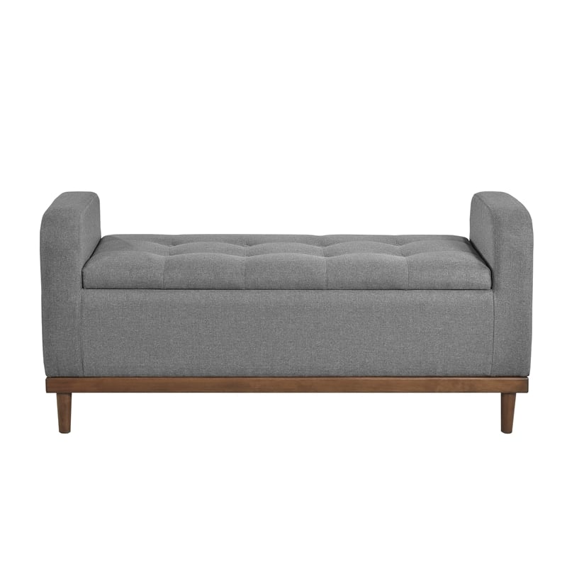 Lexicon Brigitte Fabric Lift Top Storage Bench in Gray