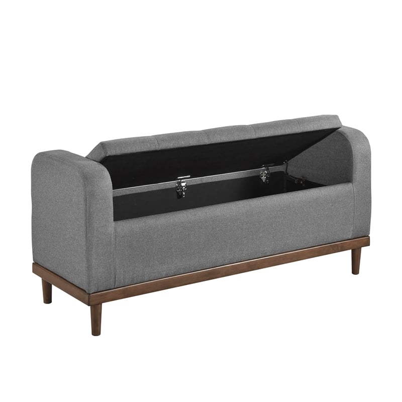 Lexicon Brigitte Fabric Lift Top Storage Bench in Gray