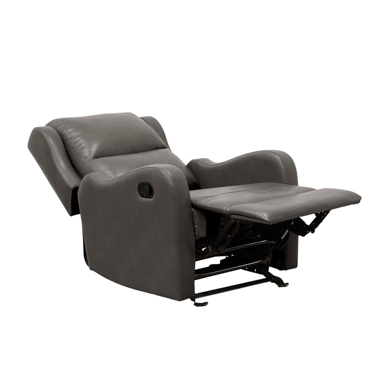 Lexicon Durant Faux Leather Glider Manual Recliner in Gray