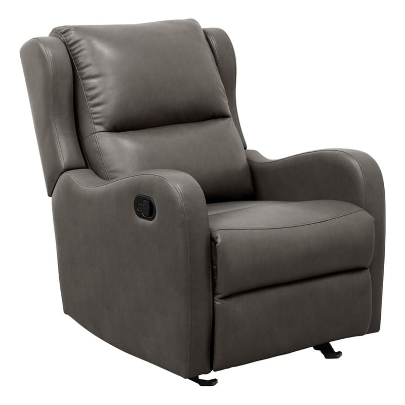 Lexicon Durant Faux Leather Glider Manual Recliner in Gray