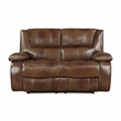 Lexicon Ellicott Leather Match Double Reclining Love Seat in Brown
