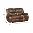 Lexicon Ellicott Leather Match Double Reclining Love Seat in Brown